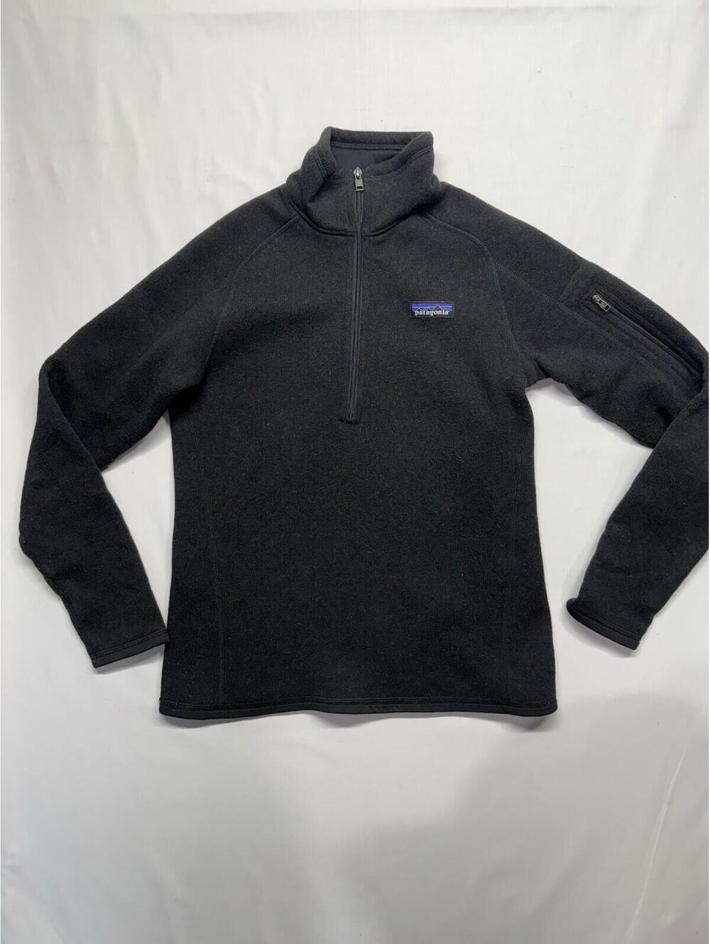 PATAGONIA Sweater 1/2 Zip Fleece Pullover Black   Size Small -Very Minor Pilling